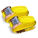 Correa de amarre retráctil con trinquete y doble J revestida