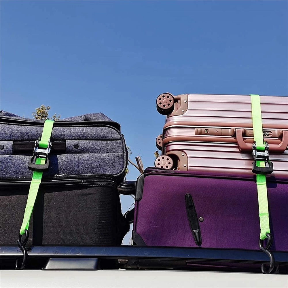 4 Pack Of 1 Inch Custom Printed Polyester Webbing Ratchet Lashing Straps With Coated S Hook