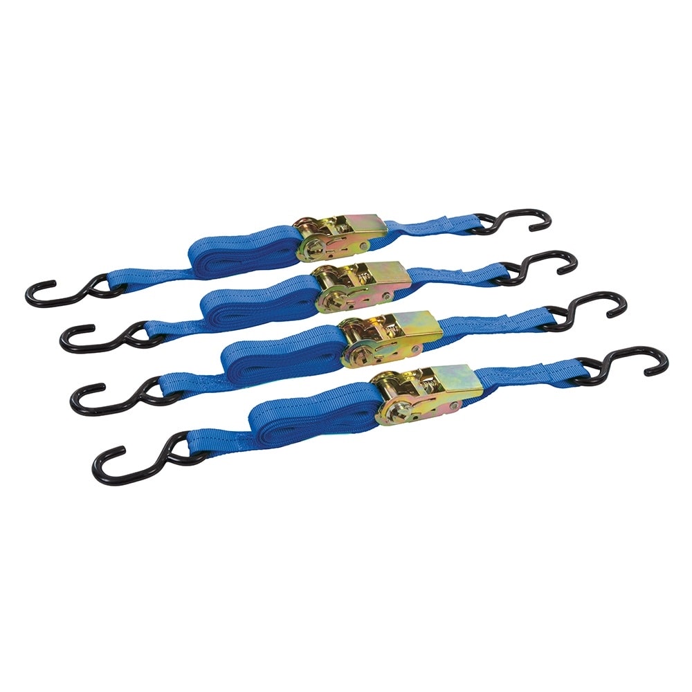 RATED 350KG CAPACITY 700KG RATCHET TIE DOWN STRAP S-HOOK 4M X 25MM 4PK 481938