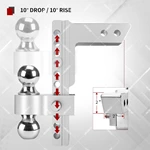 1BJY-HM-66 Aluminum Alloy Adjustable Ball Mount with 2in. Receiver Trailer Hitch Ball Mount