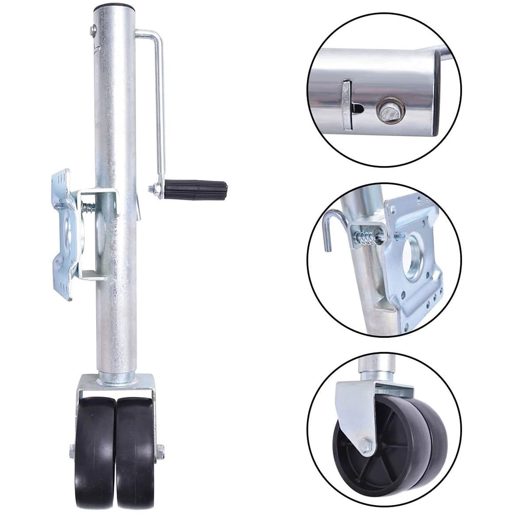 1BJY-TJ-06 Double Wheels 2000LBS Swivel Trailer Jack Hauling Towing Tools HD Trailers RV Boat