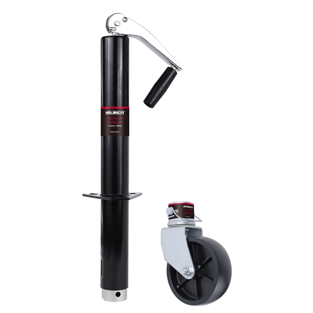 1BJY-TJ-07S 15inch Topwind Round A-Frame Trailer Tongue Jack with Wheel, 2000LBS Load Capacity