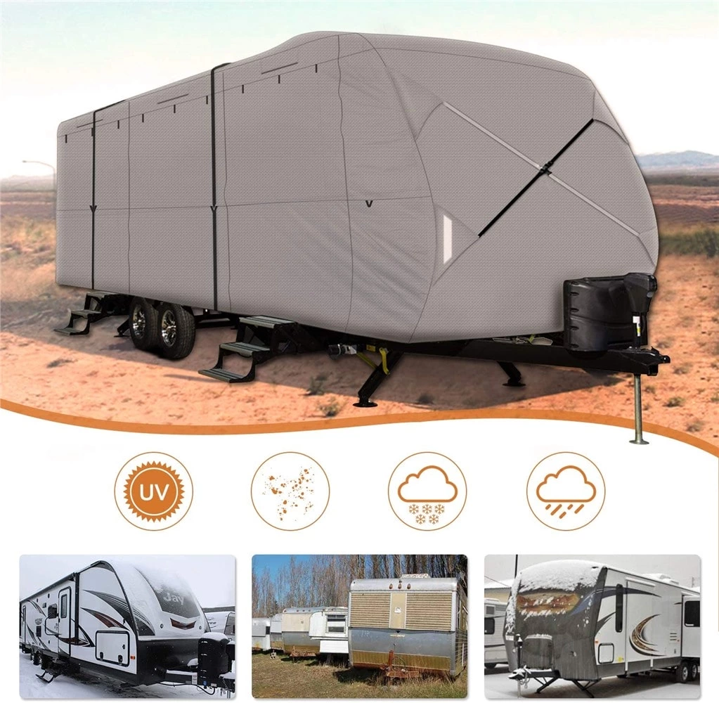 Leader Accessories 18-20Travel Trailer RV Cover Windproof Extra Thick Upgraded 5 Layers Camper Cover with Adhesive Repair Patches
