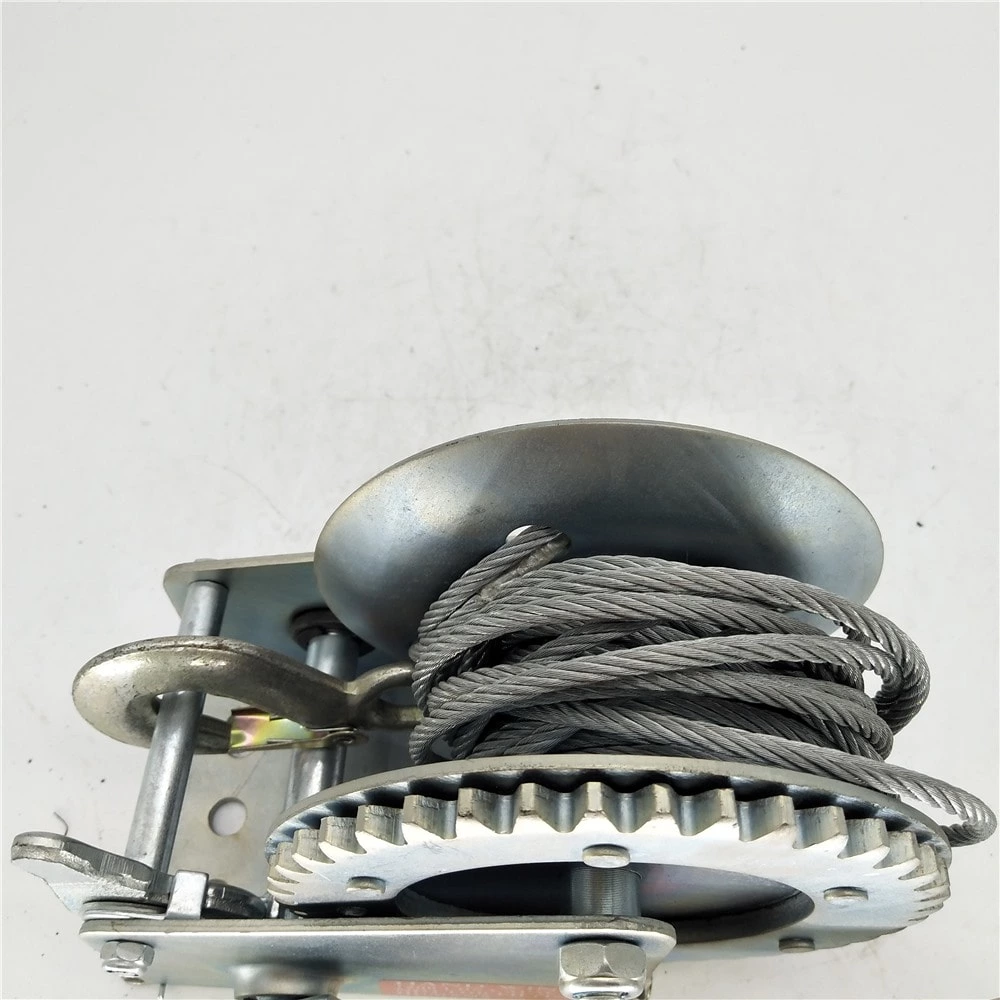 1BJY-HW-04S 1200LB Hand Winch Crank Gear Winch & Cable Heavy Duty Hook, with Steel Cable for ATV UTV Trailer Truck Boat, Metal
