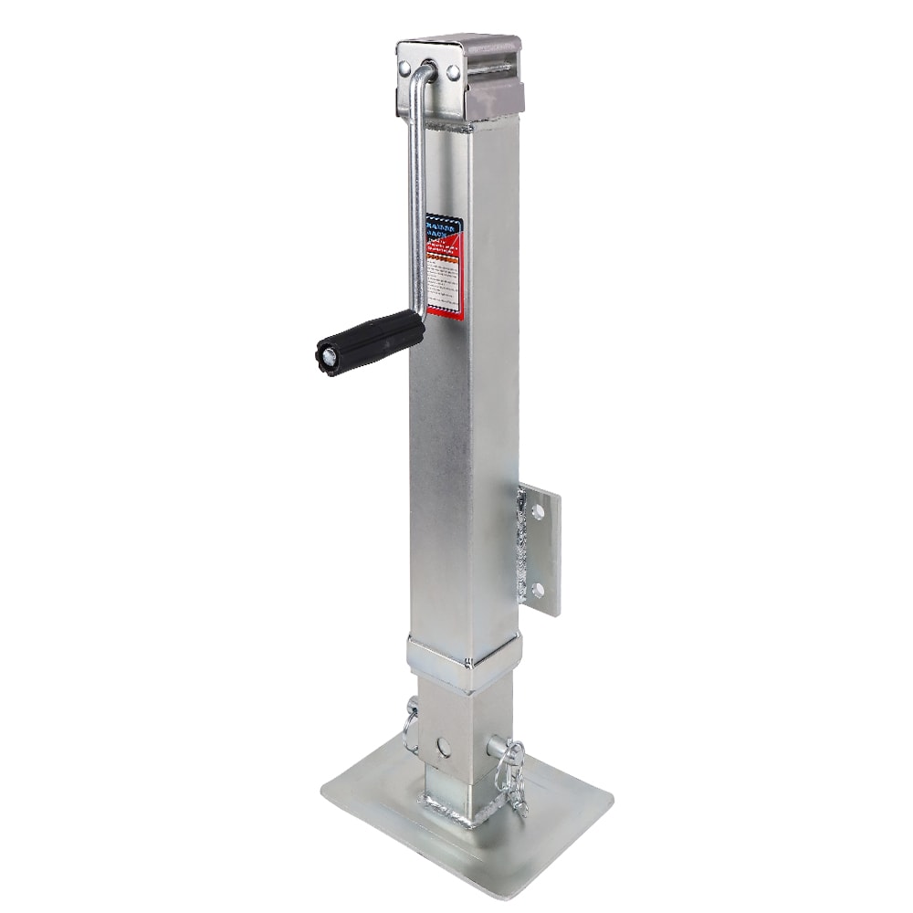 1BJY-TJ-66 Zinc Side-wind Square Jack with Footplate - Drop Leg - Sidewind - 7,000 lbs