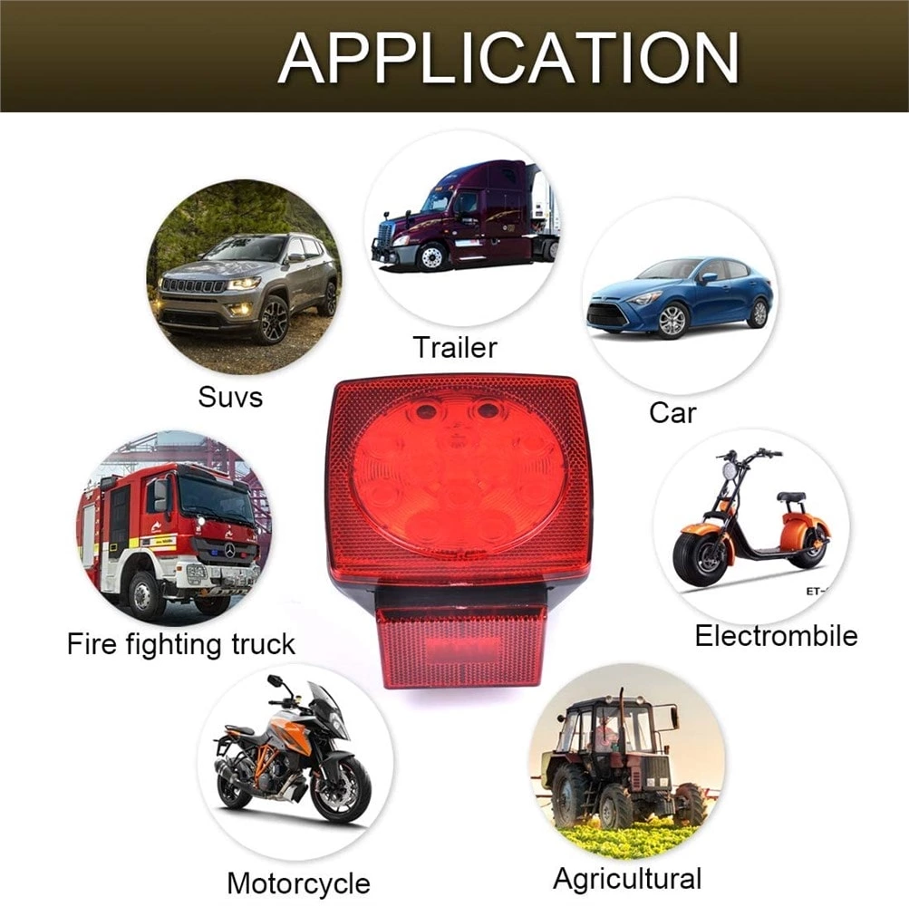 Kit de luces para remolque de 12 V, luces para remolque utilitario para barco, RV, coche, fácil montaje con arnés de cables, LED tipo wafer, resistente al agua, duradero, kit de luces traseras todo en uno