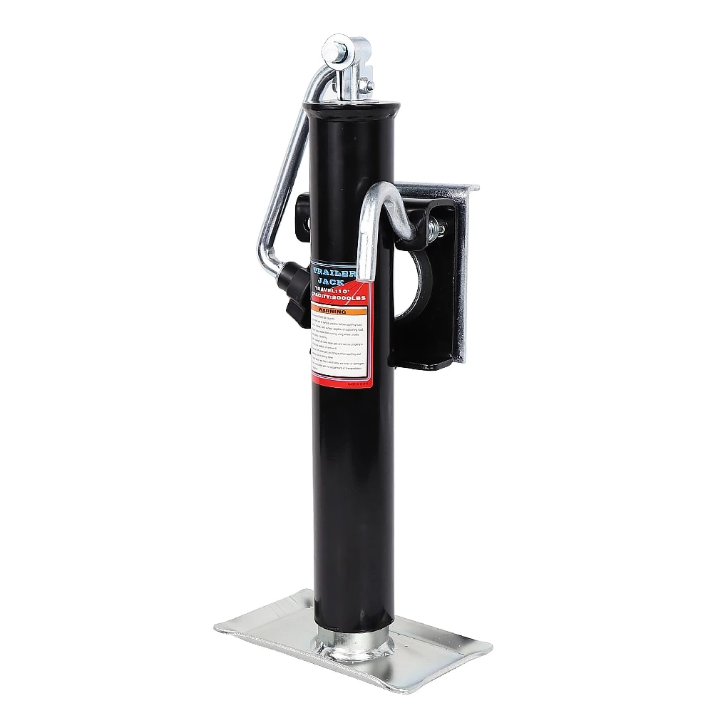1BJY-TJ-15 Black Universal 10inch Topwind Travel Weld-On  Mount Swivel Jacks with Base (2,000 lbs. Lift Capacity)