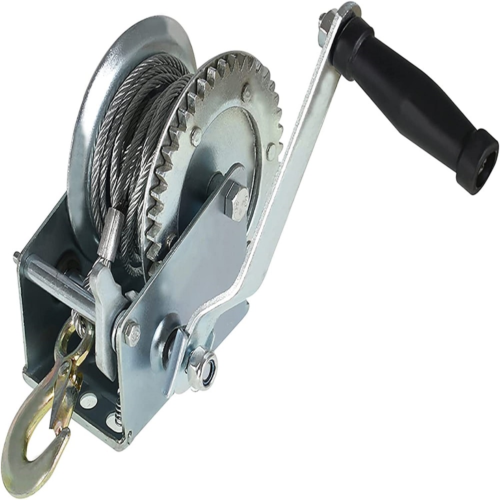 1BJY-HW-06S 1600lbs Hand Crank Winch  with Hook and 10m 32ft Steel Cable, Fit for Boat, Trailer or ATV