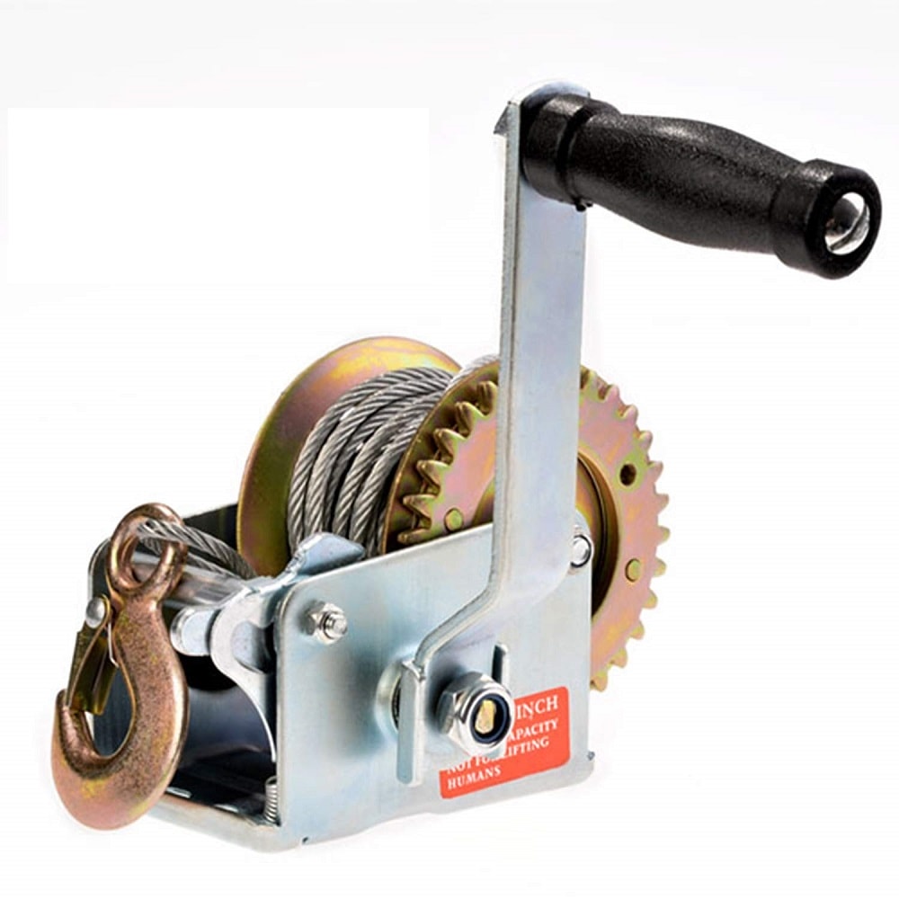 1BJY-HW-02S 800lbs Hand Crank Winch with Hook and 8m (26ft) Steel Cable