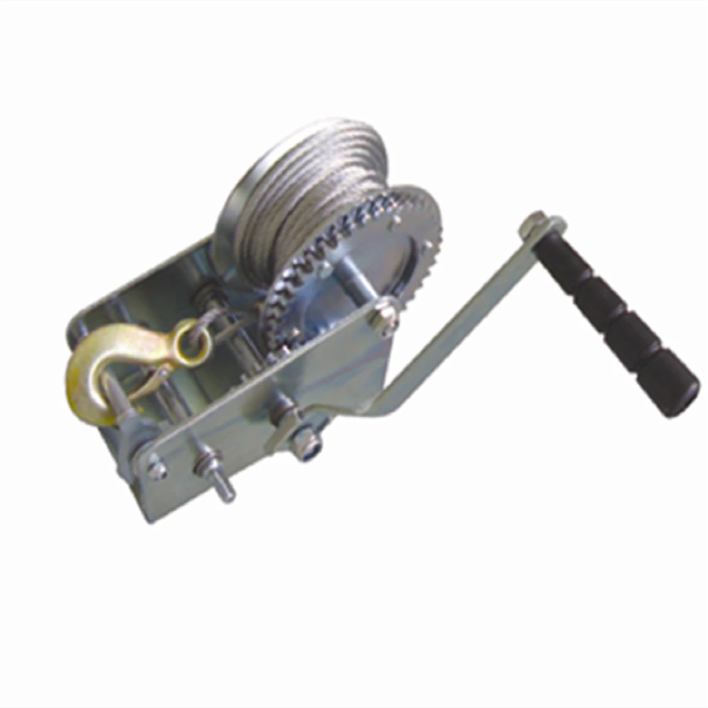 1BJY-HW-08S 2000lbs Hand Crank Winch with Hook and 10m 32ft Steel Cable, Fit for Boat, Trailer or ATV