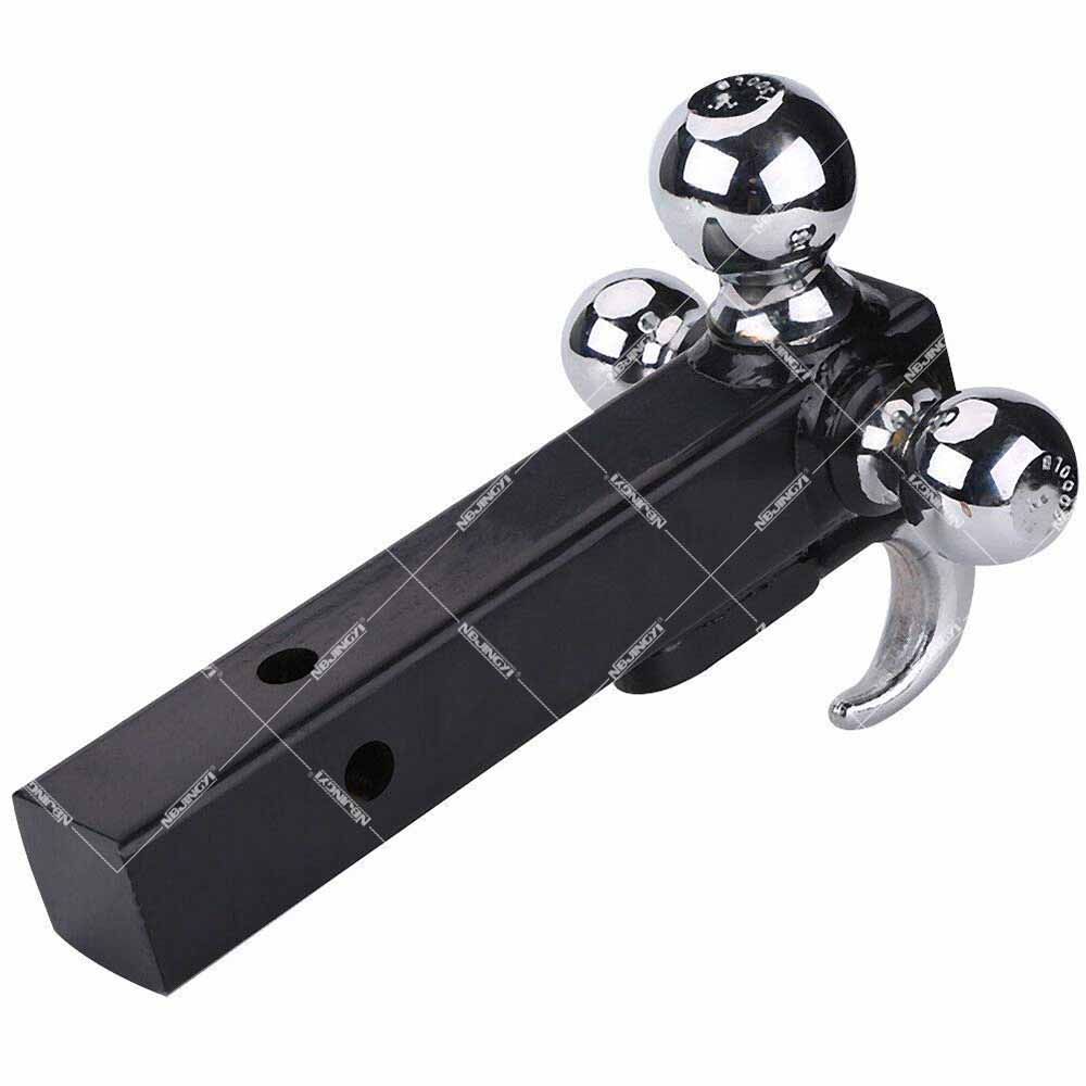 1BJY-HM-57 Towing Hitch Ball Mount Tri-ball Mount with Clevis Hook Chrome Ball