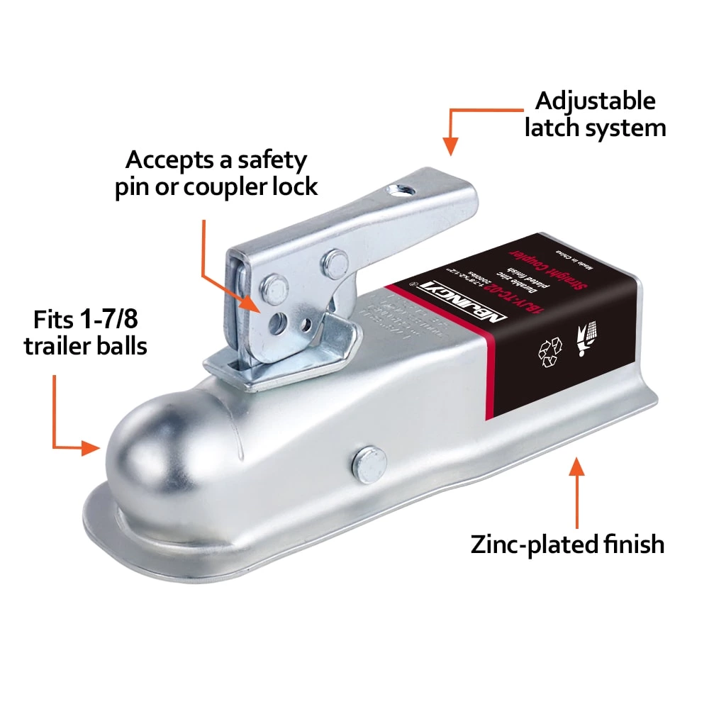1BJY-TC-02Z High Quality Trailer Coupler from Original Factory 1-7/8inch Ball Straight Trailer Hitch Coupler 2-1/2inch Channel 2000lbs Capacity