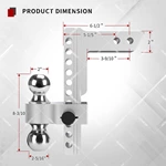 1BJY-HM-43 Original Aluminium Alloy Ball Mount 2.5in. Receiver Reversible Ball Mount
