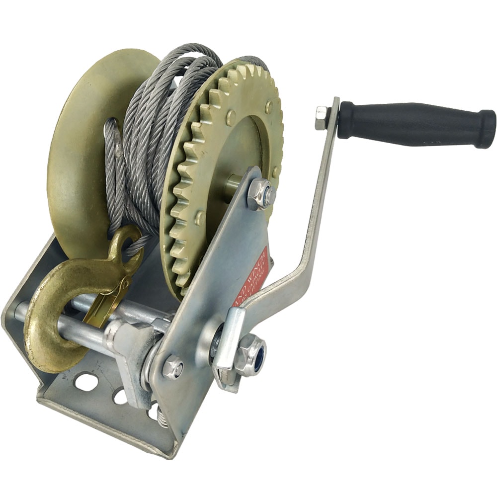 1BJY-HW-10S 3000lbs Hand Crank Winch with Hook and 10m 32ft Steel Cable, Fit for Boat, Trailer or ATV