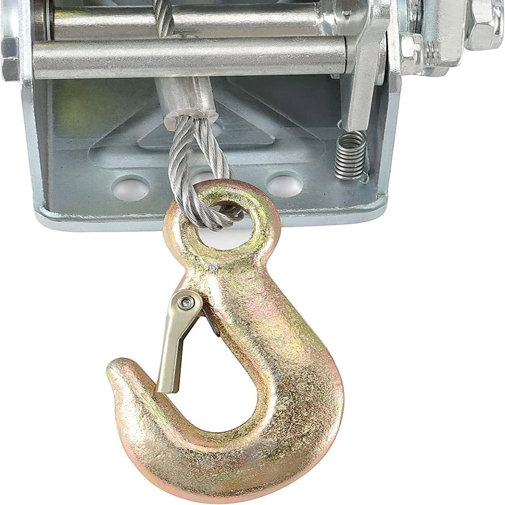 1BJY-HW-06S 1600lbs Hand Crank Winch  with Hook and 10m 32ft Steel Cable, Fit for Boat, Trailer or ATV
