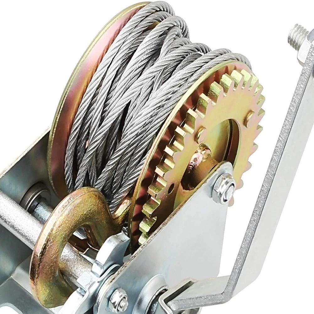 1BJY-HW-06S 1600lbs Hand Crank Winch  with Hook and 10m 32ft Steel Cable, Fit for Boat, Trailer or ATV