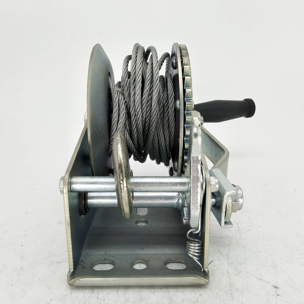 1BJY-HW-04S 1200LB Hand Winch Crank Gear Winch & Cable Heavy Duty Hook, with Steel Cable for ATV UTV Trailer Truck Boat, Metal