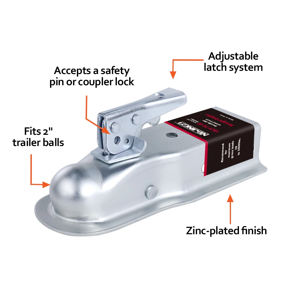 Ball size 2 inch Straight Coupler,High Quality Trailer Coupler for Boat,Trailer,RV