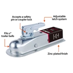 1BJY-TC-04 2inch Ball Size 3500LBS Quick-locking Straight Tongue Trailer Hitch Ball Coupler Trailer Connector