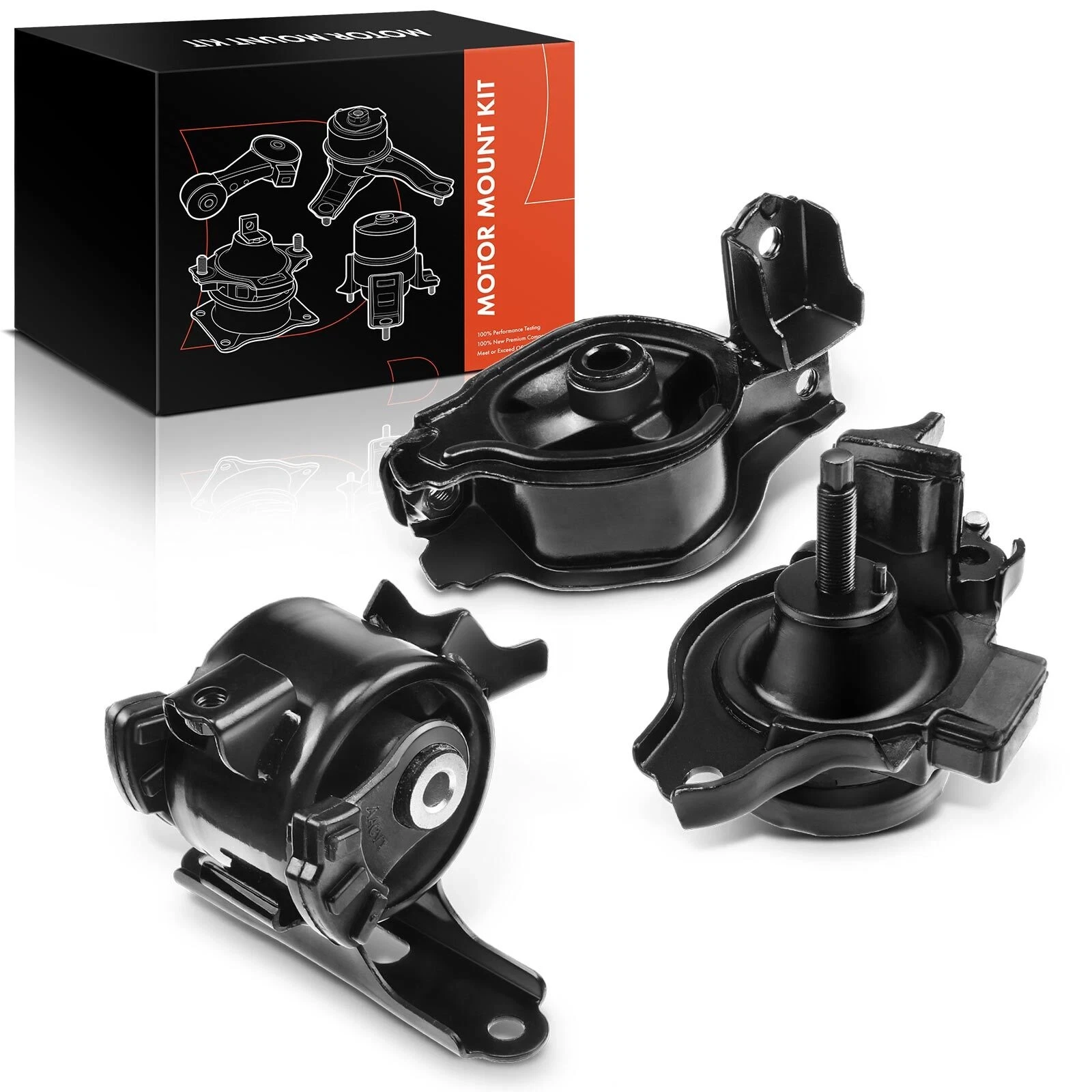 1K0133 Engine Mount Kit 3x Engine Motor & Transmission Mount for Honda Fit 2007-2008 L4 1.5 L Automatic
