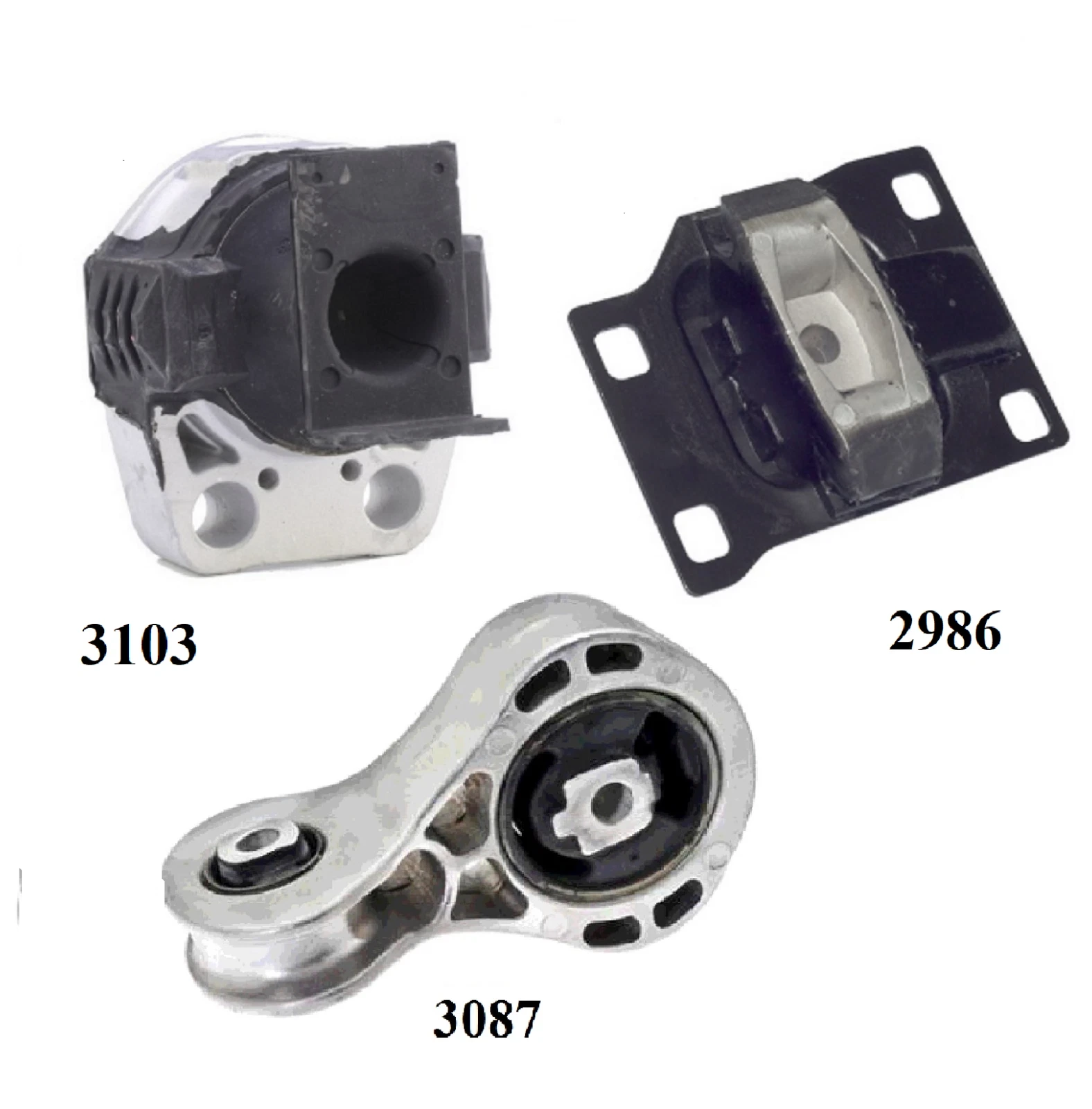 1K1165 Engine Motor & Trans Mount Set for 2008-2011 Ford Focus 2.0L 2986 3103 3087 3PCS